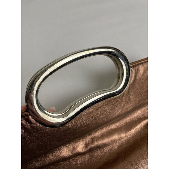 Copper Foldover Vegan Leather Convertible Clutch Purse Metallic Evening - Picture 5 of 9